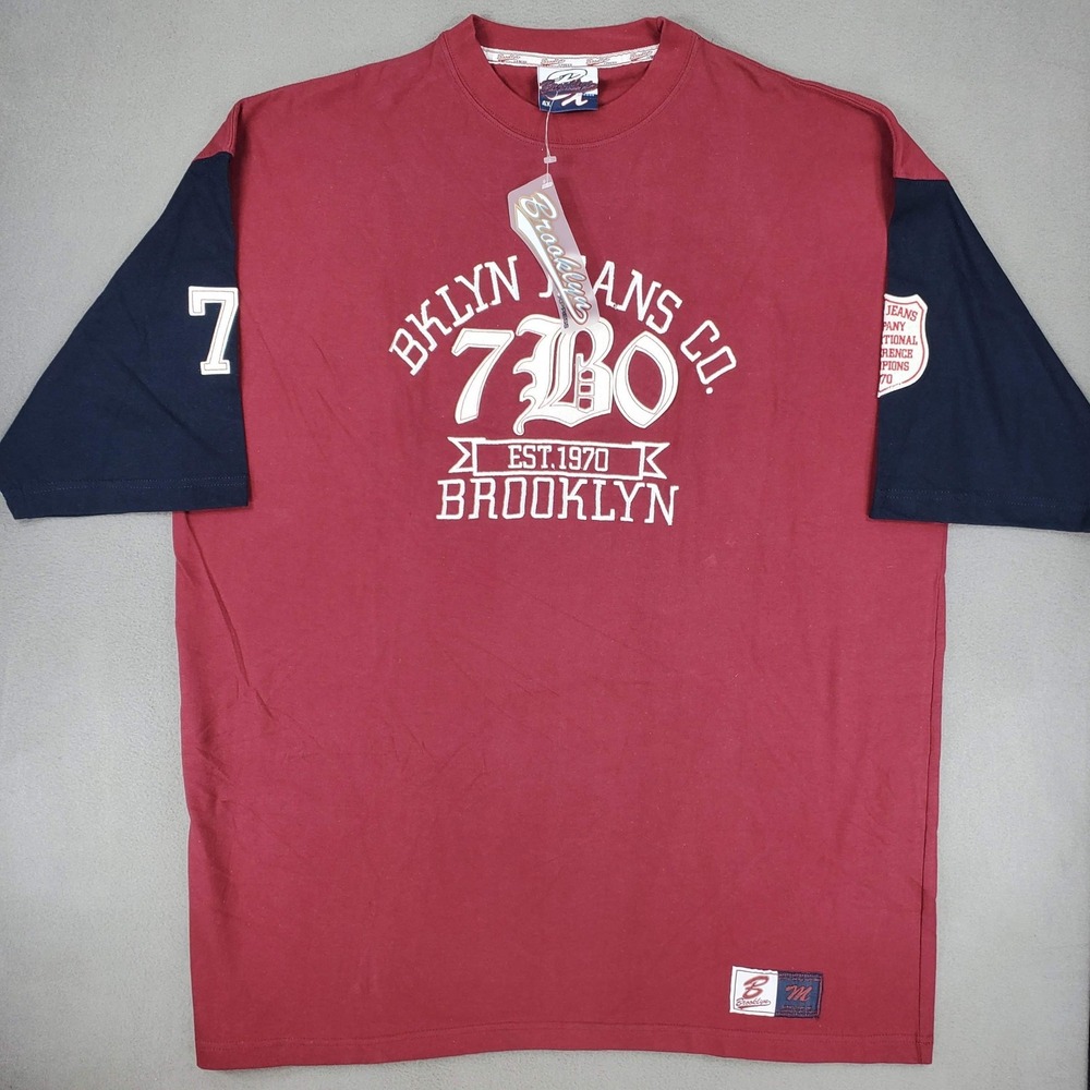 Brooklyn Xpress Graphic T-Shirt 4X Burgundy Hip Hop Varsity Streetwear NEW Y2K